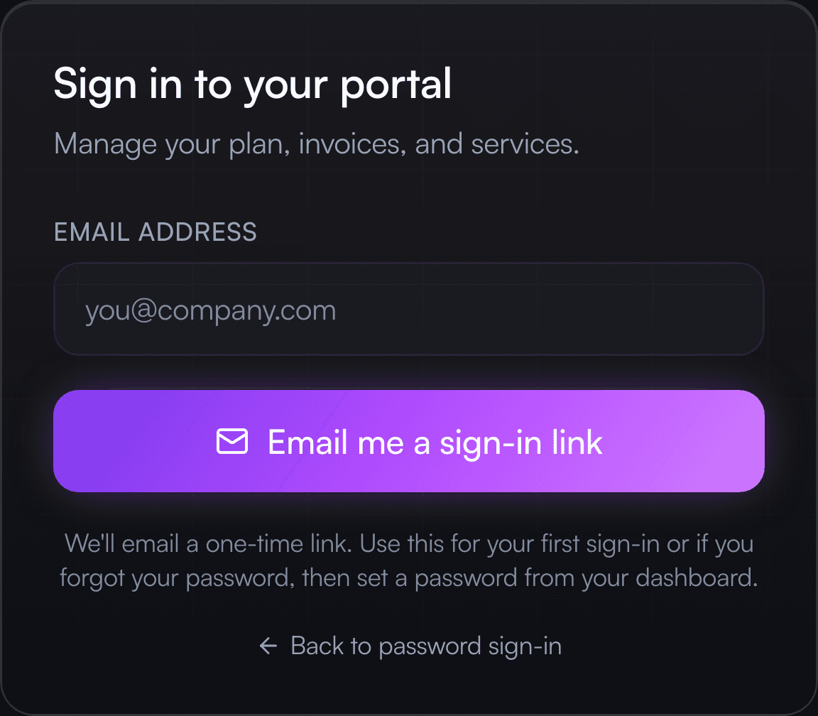 The email link form