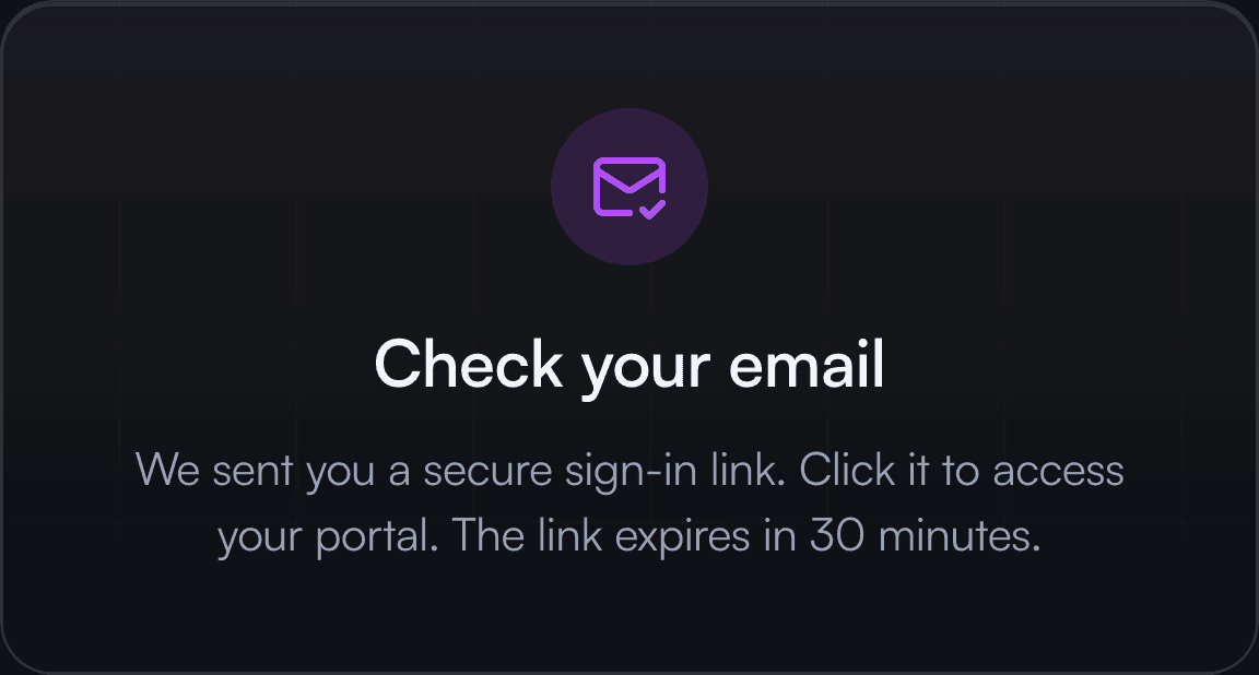 Check your email confirmation
